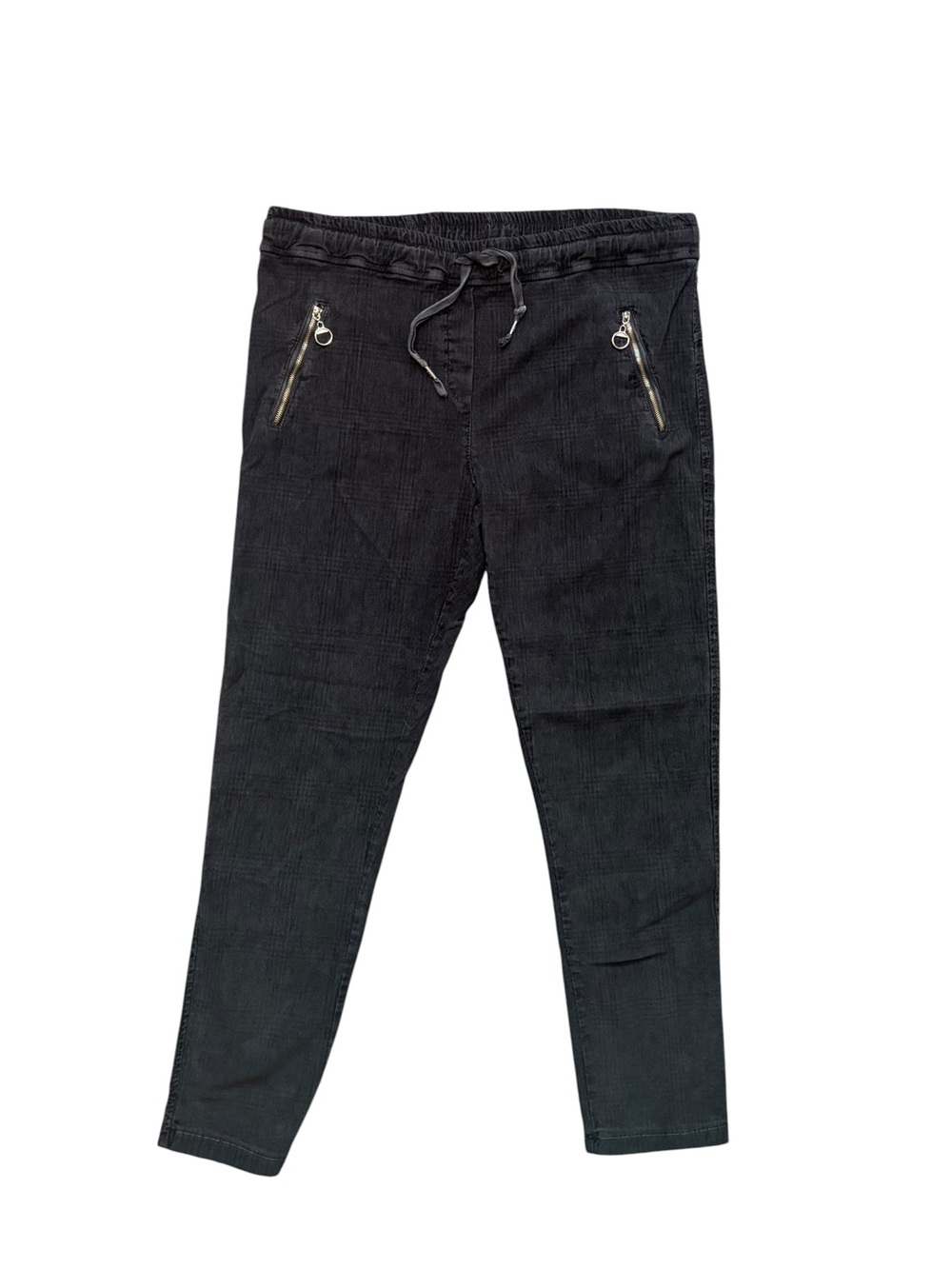 Tempo Paris Plaid Drawstring Corduroy Pants Size Large Grey/Black